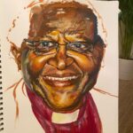 Gugu Mbatha-Raw Instagram - Felt compelled to pick up my paintbrush and capture the Joy of Desmond Tutu. ❤️ Before he joined the church, Desmond Tutu was a teacher and taught my Dad at school during the Apartheid era. My Dad always remembers his charismatic readings of Oliver Twist when they studied Charles Dickens in his South African high school. The power of lively storytelling left a deep impression. I’m still learning from Tutu’s words today… here are some of my favourite things he said: We are made for goodness. We are made for love. We are made for friendliness. We are made for togetherness. We are made for all of the beautiful things that you and I know. We are made to tell the world that there are no outsiders. All are welcome: black, white, red, yellow, rich, poor, educated, not educated, male, female, gay, straight, all, all, all We all belong to this family, this human family, God's family. We were made to enjoy music, to enjoy beautiful sunsets, to enjoy looking at the billows of the sea and to be thrilled with a rose that is bedecked with dew. Human beings are actually created for the transcendent, for the sublime, for the beautiful, for the truthful.… and all of us are given the task of trying to make this world a little more hospitable to these beautiful things. If you are neutral in situations of injustice, you have chosen the side of the oppressor. Discovering more joy does not, save us from the inevitability of hardship and heartbreak. In fact, we may cry more easily, but we will laugh more easily too. Perhaps we are just more alive. Yet as we discover more joy, we can face suffering in a way that ennobles rather than embitters. We have hardship without becoming hard. We have heartbreaks without being broken. Transformation begins in you, wherever you are, whatever has happened, however you are suffering. Transformation is always possible. We do not heal in isolation. When we reach out and connect with one another-when we tell the story, name the hurt, grant forgiveness, and renew or release the relationship-our suffering begins to transform. 🦋 #desmondtutu #joy #art #transformation