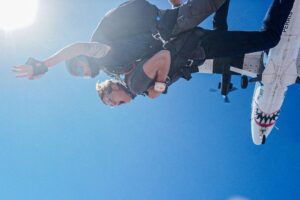 Gus De St. Jeor Instagram - I believe I can fly... 🪂 
Probably the craziest thing I’ve ever done! Highly recommend 🙌🏻 thank you @skydive_perris 

If you want to see the full video of me flying, it’s coming out on our YouTube tomorrow ;)