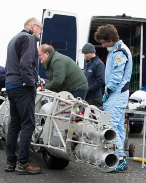 Guy Martin Instagram - After more than a decade in design and build @the_52_express land speed record motorcycle successfully completes its first ever powered run. Ridden by Guy Martin, a sub 90mph test at Elvington Airfield, Yorkshire, enabled the team to carry-out a number of systems and safety checks, establish braking distances and also saw the bike lift up from its stabilisers to run on its own two wheels.

Streamlined bodywork will soon be fitted over the 30ft labyrinth of aero-grade metal tubing. The motorcycle  is powered by a fifty-year-old Rolls-Royce helicopter engine slung behind a 1950s-style cockpit . It is the creation of 77-year-old former motorcycle Grand Prix and TT sidecar racer, Alex Mcfadzean. Ridden by Guy Martin, it is hoped the all British bike will hit 400mph, breaking the current 376mph motorcycle land-speed record, in Bolivia in 2023.

The 52 Express - Land Speed Record Motorcycle Guy Martin @horiba.mira @demontweeksmotorsport  @bellhelmets @project100comms  Vulkoprin nv Dsg Apicom  @ompracing Antigravity Batteries Néos  Firetrace Life Racing.

Full details and more photos available on the @the_52_express Facebook page.

Images and words by the 52 express team