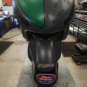 Guy Martin Instagram - Nearly ready to take her to an airfield. 2021 promises to be a year of answers to changes made and plenty of questions off the back of that! Hopefully a fast one too.
Ta very much to the following folk who have had a hand in the development of the tool.

Jack Frost at @holeshotracing270 the backbone of British Landspeed racing. 
B and B Motorcycles Lincoln 
@quattroplant 
@morrislubricantsuk
@daineseofficial 
@agvhelmets 
@aetmotorsport
@quaifeeng
@syvecs_ltd
Tiger Racing Products @fasterbyfederici 
Worldwide Bearings
@jwrsuspension
@evotechperformance 
Broughtons
@spraybayimmingham 
@suzukiperformancespares - MTC Agents 
@201ceramic @bandcexpress 
Ian Martin for all the fettling, John MaAvoy and @sldigital for documenting the build and runs so far. The UK airfields that have allowed testing and the support on those days. #thankyou
#guymartin #guymartinofficial #project300 #sponsors #notanadjustathanks