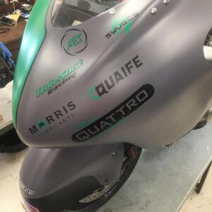 Guy Martin Instagram - Nearly ready to take her to an airfield. 2021 promises to be a year of answers to changes made and plenty of questions off the back of that! Hopefully a fast one too.
Ta very much to the following folk who have had a hand in the development of the tool.

Jack Frost at @holeshotracing270 the backbone of British Landspeed racing. 
B and B Motorcycles Lincoln 
@quattroplant 
@morrislubricantsuk
@daineseofficial 
@agvhelmets 
@aetmotorsport
@quaifeeng
@syvecs_ltd
Tiger Racing Products @fasterbyfederici 
Worldwide Bearings
@jwrsuspension
@evotechperformance 
Broughtons
@spraybayimmingham 
@suzukiperformancespares - MTC Agents 
@201ceramic @bandcexpress 
Ian Martin for all the fettling, John MaAvoy and @sldigital for documenting the build and runs so far. The UK airfields that have allowed testing and the support on those days. #thankyou
#guymartin #guymartinofficial #project300 #sponsors #notanadjustathanks