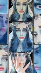Gwen Stefani Instagram - so spooooky !! gx🕷️ 👻 makeup by me:)