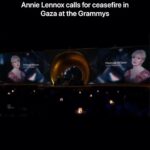Hāwane Rios Instagram - “Artists for Ceasefire. Peace in the world” - Annie Lennox ma ka māhele e ho’ohanohano ana iā Sinead O’connor. “Annie Lennox, Scottish singer and songwriter, calls for a ceasefire in Gaza during an In Memoriam performance at the Grammy Awards.” — @officialannielennox sharing from @hiddenpalestine Puu Huluhulu