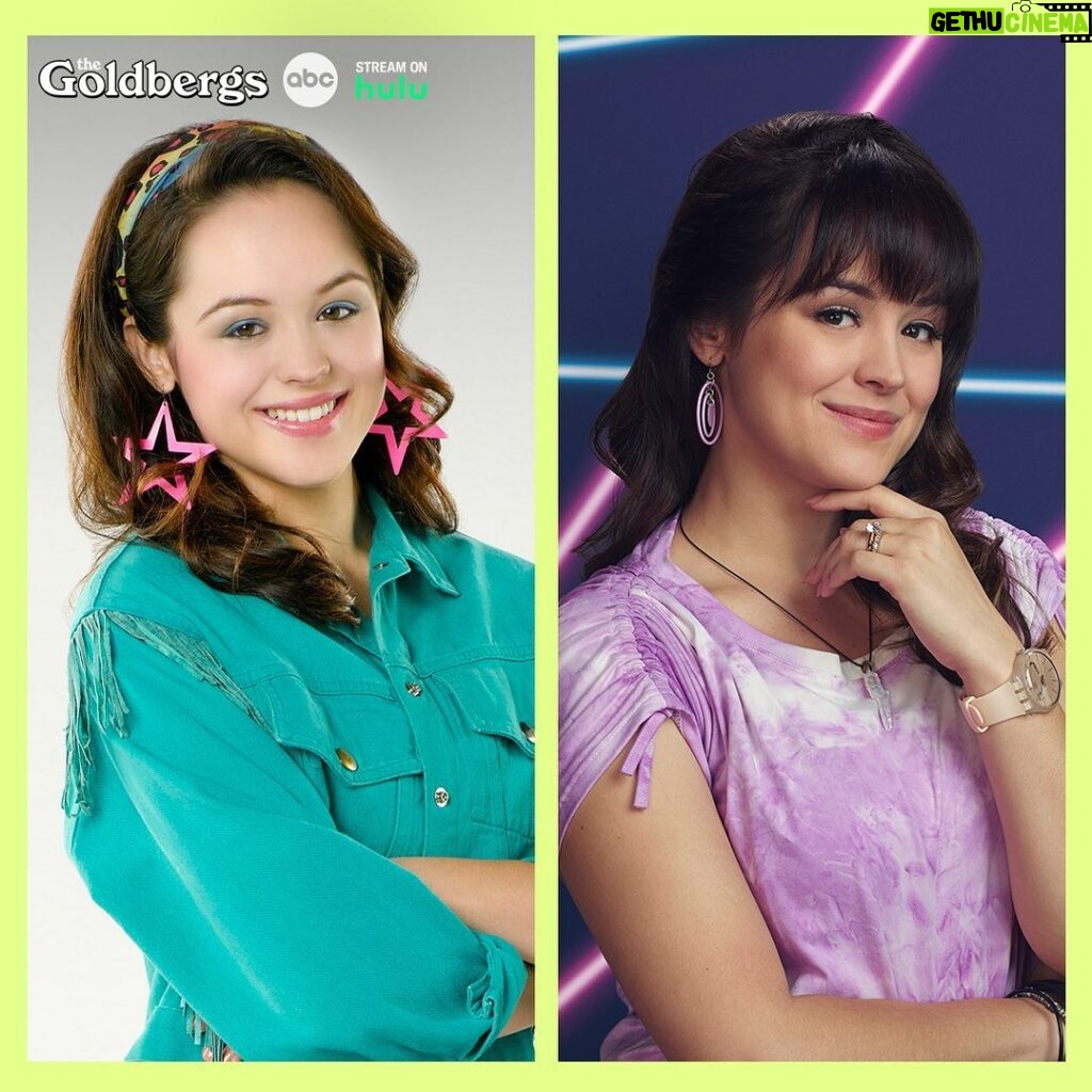 Hayley Orrantia Instagram - Then & Now • a lot can happen in 10 years! I learned so much about myself through the process of playing this character. I made some of the greatest memories while filming alongside the best cast and crew. I’m not fully ready to say goodbye so I’ll just keep reliving it through past seasons on @hulu 😭 Tune in to the series finale of our beloved show @thegoldbergsabc tonight on @abcnetwork 💛