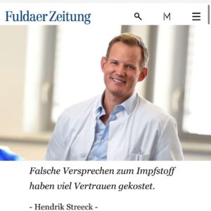Hendrik Streeck Instagram - Ich habe der @fuldaer_zeitung ein Interview zur Corona-Lage, fehlenden Aufarbeitung der Pandemie, Vertrauensverlust in Impfstoffe und Stigmatisierung Ungeimpfter gegeben.

https://www.fuldaerzeitung.de/panorama/virologe-hendrik-streeck-verzichtet-zukuenftig-auf-corona-impfung-interview-zr-92563286.html?source=tw