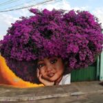 Henny Russell Instagram - Brazilian street artist @fabiogomestrindade creates murals with portraits of women & children with the branches of trees as hair. 💜💜💜