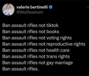 Henny Russell Instagram - Banning assault rifles = more live children.
