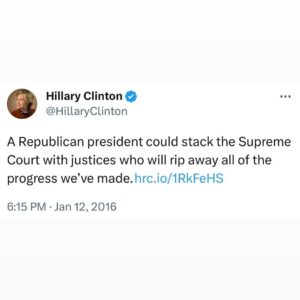 Hillary Clinton Instagram - The Supreme Court's recent rulings were sadly predictable for anyone who understands the hard-right agenda. Their goal has always been to install Justices whose job is to turn back the clock on our freedoms, on decades of constitutional decisions, and on our continuing struggle to “form a more perfect union” that includes all of us.⁣
⁣
Let's vote out their political enablers and rein in the dark, subversive money that supports them in their quest to reverse a century of progress.