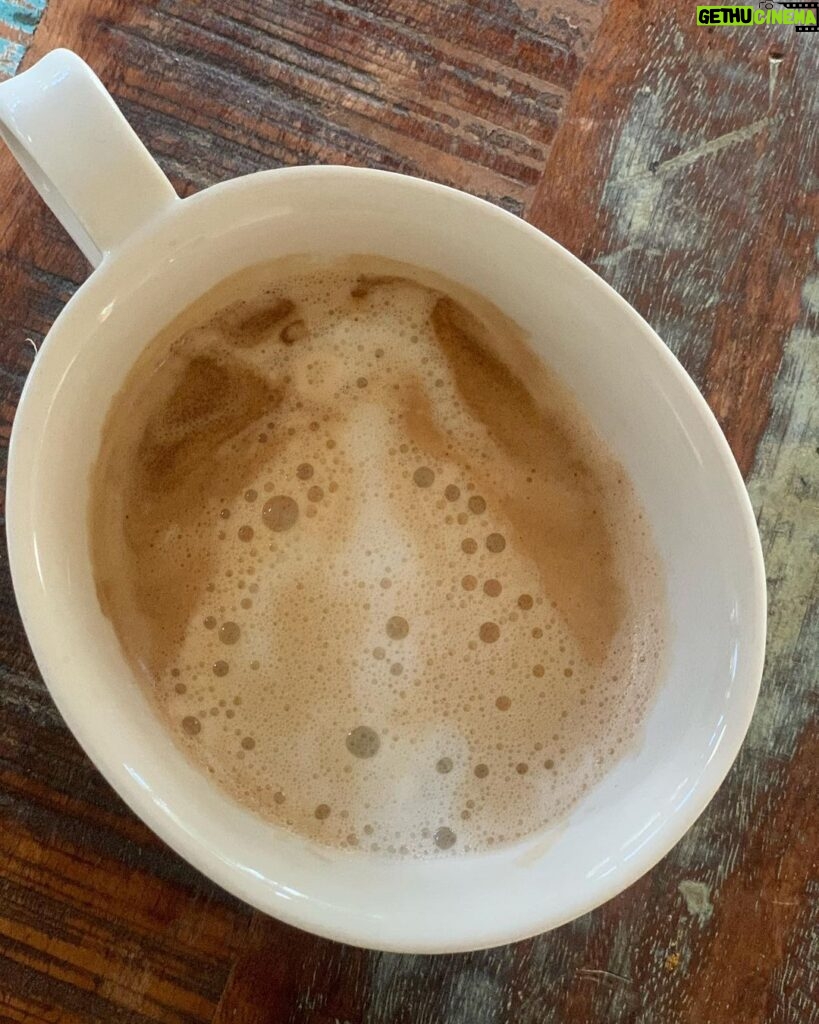 Holland Roden Instagram - Heaven and also… when you accidentally pour belle’s dress pattern for coffee art ☕️ 🎨 #beautyandthebeast #simbaforhire Making @disneyplus dreams come true over here🤣 📸 @rohamdp