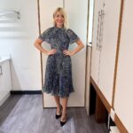 Holly Willoughby Instagram - Morning Monday… it’s a girls takeover today, sharing the sofa with the legendary @alisonhammond55 … see you on @thismorning at 10am… #hwstyle💁🏼‍♀️✨ dress by @phaseeight 🌸