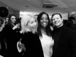 Holly Willoughby Instagram - This picture sums the night up… blurry… happiest of birthdays to @alisonhammond55 … love you 😘@dermotoleary @thismorning ♥️