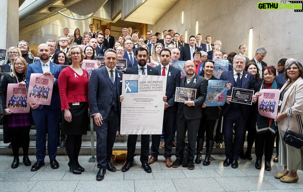 Humza Yousaf Instagram - Scotland can only thrive when all women and girls can live free of violence, abuse and harassment. Boys and men can be changemakers. Hold each other to account. Speak out. Proud to stand with colleagues at @scotparl in support of #16DaysOfActivism against gender-based violence. Scottish Parliament