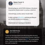 Humza Yousaf Instagram – Shocking figures, with 87,000 children in Scotland impacted by Westminster’s cruel two-child limit.

Astonishingly, a policy Labour would retain.

In stark contrast, @scotgov policies are lifting an est. 90,000 children out of poverty.

Westminster isn’t working for Scotland.