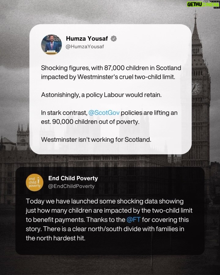 Humza Yousaf Instagram - Shocking figures, with 87,000 children in Scotland impacted by Westminster’s cruel two-child limit. Astonishingly, a policy Labour would retain. In stark contrast, @scotgov policies are lifting an est. 90,000 children out of poverty. Westminster isn’t working for Scotland.
