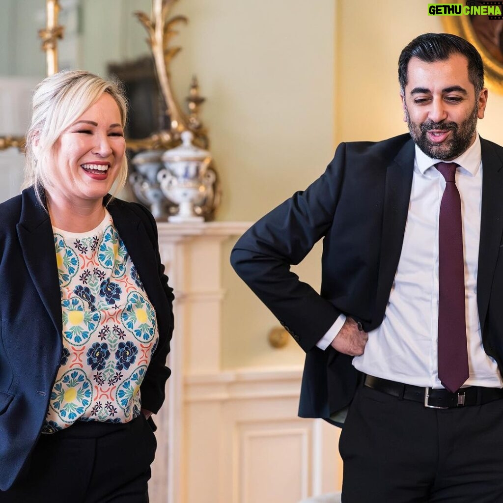Humza Yousaf Instagram - Delighted to welcome @michelle.oneill.sf to Bute House. We discussed hopes of a deal to restore power-sharing and the opportunity for more co-operation between Scotland & Northern Ireland. Including on tackling Westminster's cost of living crisis and underinvestment in public services.