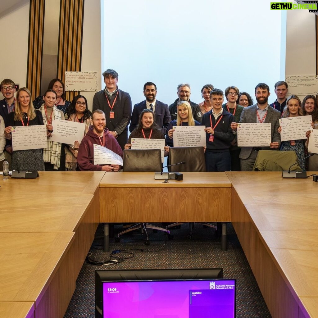 Humza Yousaf Instagram - Ensuring that young people in Scotland's rural and island communities have the opportunity to thrive is a priority for @scotgov. At @scotparl I joined @mairi.gougeon.msp and Cabinet colleagues to hear from the Scottish Rural & Islands Parliament about how we can empower them and support their aspirations. The Scottish Parliament