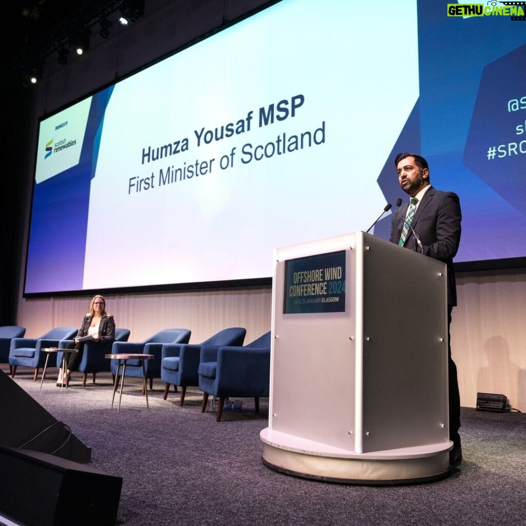 Humza Yousaf Instagram - #NetZero isn't just a climate imperative, it's an enormous economic opportunity. Offshore wind will play a pivotal role in delivering a just transition for workers. At #sroffshore24, I announced projects worth around £500 million that can unlock Scotland’s renewables potential. Glasgow, Scotland