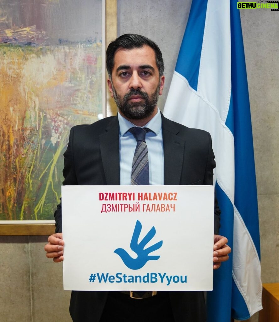 Humza Yousaf Instagram - I am pleased to be the first Head of Government to become godparent to a political prisoner in Belarus. The bravery of Dzmitryi Halavacz & others like Sviatlana Tsikhanouskaya, who stand in defiance against tyranny, should be an inspiration to us all. They have our unwavering support. @liberecophr #WeStandBYyou #StandWithBelarus Edinburgh, Scotland