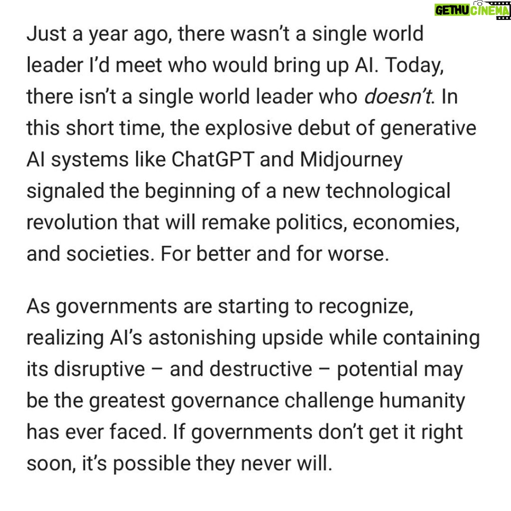 Ian Bremmer Instagram - The 21st century will throw up few challenges as daunting or opportunities as promising as those presented by AI. Will our future be defined by the former or the latter? That depends on what policymakers do next. Read @ianbremmer’s column at the link in @gzeromedia’s bio. #AI #TechnologyNews #tech #bigtech #AIRegulation