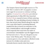 Ian Somerhalder Instagram - Wow. What. An. Honor. Thank you @Hollywood reporter for featuring @paulwesley and myself in the top 40 celebrity entrepreneurs for @brothersbondbourbon . Thank you @degenpener for putting this together. We have worked tirelessly to get here, and to be featured alongside some huge names and businesses makes it all worth it. Personally I’ve done 60 flights in the last 6 months, 18 months on the road…. and couldn’t be more grateful for it all. Thank you for helping us get here. Thank you for the support. We love you! #timetobond #brothersbondbourbon Photo by: @deanbradshaw