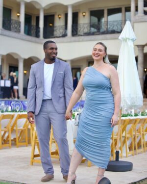 Iskra Lawrence Instagram - Sharing our last-minute Amazon panic order and Philip’s first-ever ✨ try-on haul ✨ for Jenna’s wedding on my YT! I’m honestly so impressed by how our outfits turned out considering how affordable they were (the full 3 pieces suits were under $100) 🤯Video is linked in my bio and IGS highlight! 

Comment WEDDING to shop everything we panic ordered! 💒

📸 @diggzy 
.
.
.
.
.
🏷️ #amazonfashion #midsizefashion #couplesfashion #mensweddingattire #weddingguest #fallwedding #midsizeformaldress #chicstyle #cocktailattire
