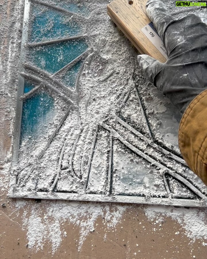 Ivy Winters Instagram - A cardinal panel I created for my cousin ❤️ I enjoyed making this piece for her. I included a little video of the cementing process. It was a breezy cold day and my wind-chimes were just a singing ❤️ #cardinal #stainedglass #leadedwindow #cement #windchimes