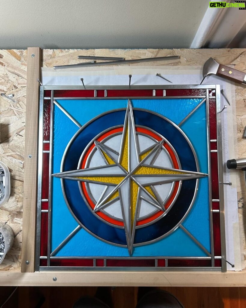 Ivy Winters Instagram - Howdy all! It sure has been a minute! I’ve been busy locked away in my studio playing with glass. I’ve been learning a lot, making a lot… and getting plenty of little glass finger cuts 😛 Hope you enjoy this little compass leaded glass window. If you live in the Lansing MI area you can see him displayed at Lansing Art Glass ❤️ #stainedglass #compass #leadedwindow #rockingouttobrandicarlile