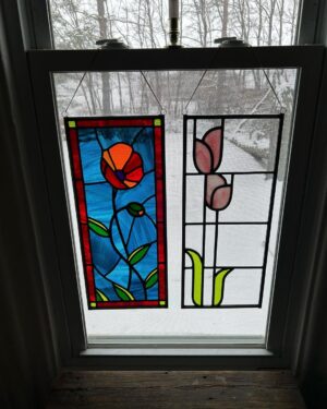 Ivy Winters Instagram - Howdy all! Wanted to share some of the few stained glass pieces I’ve created over the past 5 months. If you’re in town and interested in purchasing one of these bad boys you can see them displayed at @geefarmsnursery in Stockbridge Michigan. Big smooches! #stainedglass #handmade #honeybee #poppy #tulips