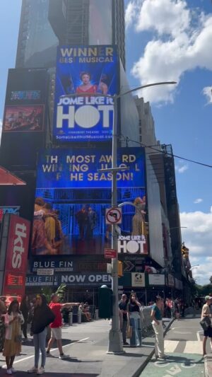 J. Harrison Ghee Instagram - I had to stop and take in the blessing that is our beautiful show @somelikeithotmusical. To have a billboard in Times Square is always a major moment, it’s not an every day occurrence. Especially in this social climate with so much hate and ignorance to LGBTQIA+ humanity, I stand proud so that someone can feel seen and represented in this world. Come check us out at the Shubert theater, have a good time, and hopefully leave with a new way of seeing the world. Some, do indeed, like it hot, and that ain’t bad 😜🥰❤️ #dassit