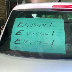 Jack DeJohnette Instagram - Enough is enough is enough is enough!!! Lydia and I in a socially distanced auto protest in Kingston, NY. 
Remember people of color are not the minority!