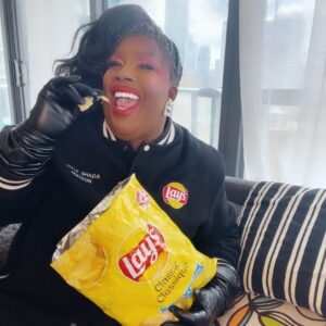 Jada Shada Hudson Instagram - ......Toronto's Turnup Queen x PEPSICo ? 
✨✨✨✨@pepsicanada✨✨✨✨✨✨

.

.

.

This Pride Month was definitely a memorable one and the Amazing Team at PEPSICo Canada @pepsicanada made me feel like the  star i am.. especially with this custom made jacket 😜 (Who Am I) 

 

...................I Love Me Some Lays .............Turnupp 

#PrideIsNeverCancelled #PrideAtPepsico #WeSeeYou