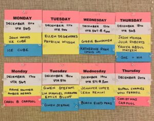 James Corden Instagram - Here’s what the next two weeks look like on the @latelateshow! Seeing the year out with a bang x x x