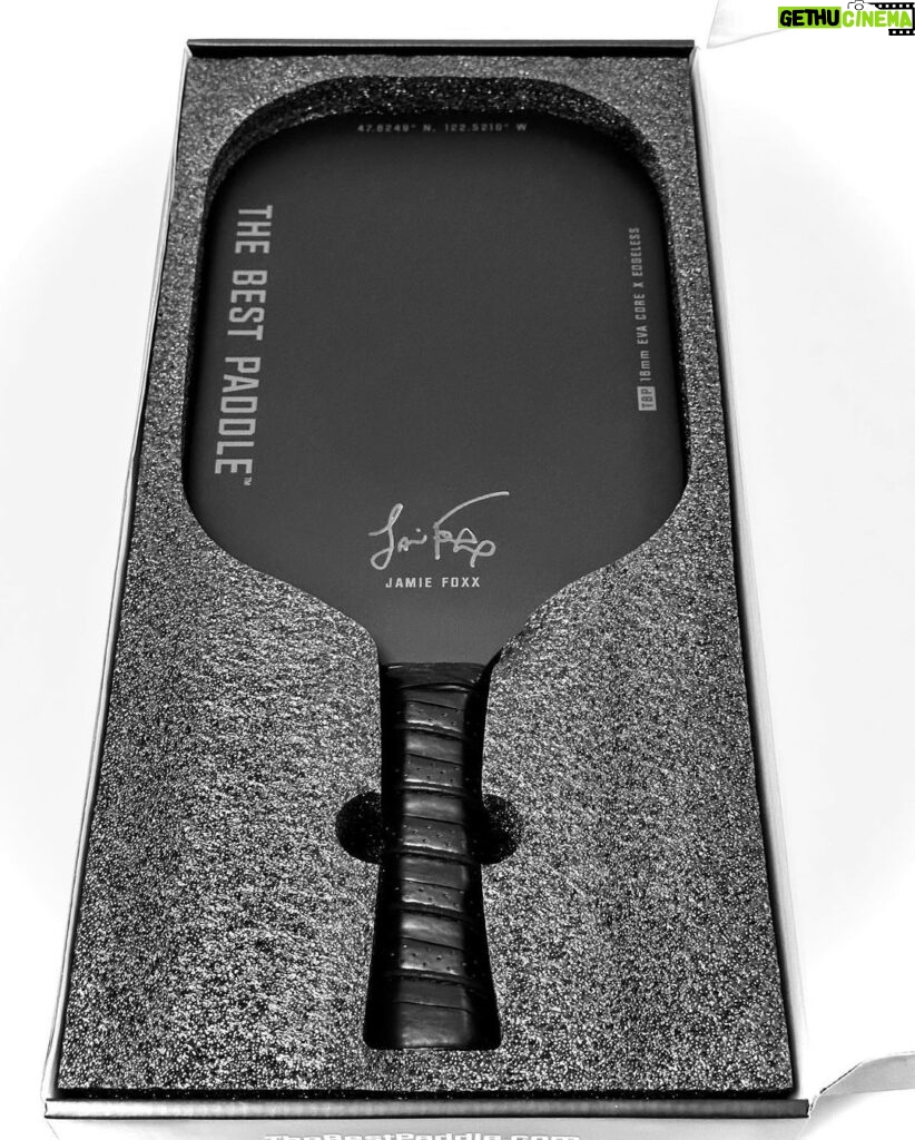 Jamie Foxx Instagram - Dropping The All New (Limited) TBP 16mm Eva Core X - Jamie Foxx Signature Paddle! This sleek design features a 16mm thickness with EVA Core X Technology for optimal performance on the court. The EVA foam core provides a dampened sound that is unlike any other paddle. The unibody carbon fiber edgeless mold provides even more strength to the paddle overall. The all-black design is accented with Jamie Foxx's signature for a touch of style. This paddle probably has the most powerful punch packed into a pickleball paddle that's currently on the market. The larger sweet spot allows for more power and controlled dink accuracy. It ships in an all new black box. *Please not that this paddle is for recreational play only. USAPA sanctioned tournaments currently won't allow this paddle technology due to the powerful deflection. Elevate your game with this top-of-the-line paddle! #pickleball #jamiefoxx