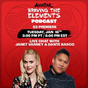 Janet Varney Instagram - Ever wanted to talk about Avatar with us? Now’s your chance! Join us in the live chat at 3 PM PT Tuesday January 16 on the official Avatar YouTube channel for the season premiere of the Braving the Elements podcast! Get your burning questions ready!
