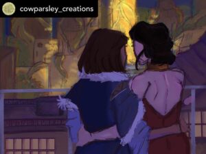 Janet Varney Instagram - REPOSTING @cowparsley_creations! 🤩

#pride #pridemonth #tlok #lok #korrasami #legendofkorra #thelegendofkorra #asami #asamisato