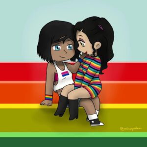 Janet Varney Instagram - REPOSTING @miss.quidam ‘s Korrasami 🌊⚙

“Happy Pride everyone !!! 🏳️‍🌈🥳❤

This is the first part of my chibi ships series for pride month. So stay tuned for more 😉

Can you guess which ships will be next ?” 

#korrasami #korrasamifanart #korra #avatarkorra #korrafanart #asami #asamisato #korraxasami #fanart #art #artist #thelegendofkorra #legendofkorra #legendofkorrafanart #lok #tlok #avatar #girlfiends #wlw #ship #wlwship #queer #lgbtq🌈 #pride #pridemonth #lesbian #digitalart #digitalpainting #avatarthelastairbender