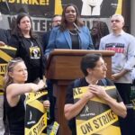 Janet Varney Instagram - Reposting @sagaftra! 🔥Thank you, @newyorkstateag Letitia James for your powerful words: ‘We will not be divided.’ 💪 With unwavering solidarity, #SagAftraMembers and #WGAStrong members are forging a path to a fair industry that benefits all creators. 🌟