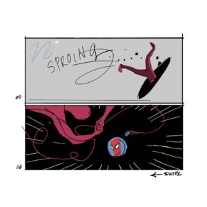 Jason Latour Instagram - For an early cut of #acrossthespiderverse  one of the little side quests  I was asked to pitch in on was possible ways to inject a few more glimpses of other dimensions. So being a masochist— I took it upon myself to storyboard one of my silly pitches. (At the time I had no idea what was in store for Spider-man in other movies. Just a neat coincidence.) — For more join my NEWSLETTER at the link in bio. 

#spiderman #spiderverse #milesmorales #marvel #animation #storyboard #comics #mcu #spidermanacrossthespiderverse #superhero