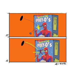 Jason Latour Instagram - For an early cut of #acrossthespiderverse  one of the little side quests  I was asked to pitch in on was possible ways to inject a few more glimpses of other dimensions. So being a masochist— I took it upon myself to storyboard one of my silly pitches. (At the time I had no idea what was in store for Spider-man in other movies. Just a neat coincidence.) — For more join my NEWSLETTER at the link in bio. 

#spiderman #spiderverse #milesmorales #marvel #animation #storyboard #comics #mcu #spidermanacrossthespiderverse #superhero