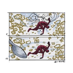 Jason Latour Instagram - For an early cut of #acrossthespiderverse  one of the little side quests  I was asked to pitch in on was possible ways to inject a few more glimpses of other dimensions. So being a masochist— I took it upon myself to storyboard one of my silly pitches. (At the time I had no idea what was in store for Spider-man in other movies. Just a neat coincidence.) — For more join my NEWSLETTER at the link in bio. 

#spiderman #spiderverse #milesmorales #marvel #animation #storyboard #comics #mcu #spidermanacrossthespiderverse #superhero