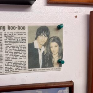 Jay Ryan Instagram - 🖤Prayers and condolences to the Presley family. My mum and I were lucky enough to wine and dine with Lisa-Marie and Priscilla one evening, many moons ago in Melbourne. They were both divine and wonderful humans.. this Aussie news clipping is pinned proudly in my dads office to this day. She said she liked my velvet jacket so wanted a photo with me.. ended up front page..must of been my lucky day! Rest In Peace & Love Ms Presley. Thanks for the pic. 🕊