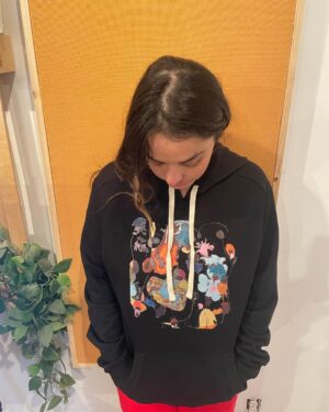 Jennifer Lindberg Instagram - Hello good people!
I have a very limited amount of these “tickles” printed , black, recycled material hoodies.. I made them last year , and ended up not doin anything w them. 
I am selling them for a discounted price of $45 including shipping.. (DOMESTIC ONLY) 
 DM ME IF YOU WOULD LIKE ONE ! Shipping this week in time for xmas ..

SIZES:
3 small
3 medium 
3 large 
3 xl
2 xxl

edit:

SOLD OUT! THANK YOU SO VERY MUCH ♥️🌺♥️