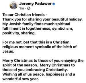 Jeremy Padawer Instagram - Wishing you a very happy, safe, merry Christmas… ❤️