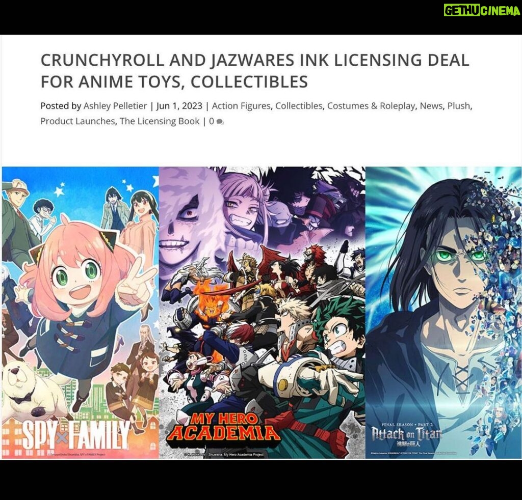 Jeremy Padawer Instagram - Today, we announced our expansive relationship with @crunchyroll to manufacture toys and collectibles across 18 of the most beloved anime series in the world including - Attack on Titan, Chainsaw Man, Jujutsu Kaisen, My Hero Academia, and Spy X Family. We've also built a team of anime expert teammates at @jazwares who will honor and celebrate these iconic brands in physical form. All of whom were no doubt told at some point in their life to watch less TV. 😀. Plot twist!! LOL. Much love to you all! Here's to your summer - may it bring warmth, joy and happiness. @jujutsukaisen @spyfamily_en @chainsaw_en @plusultra @attackontitan