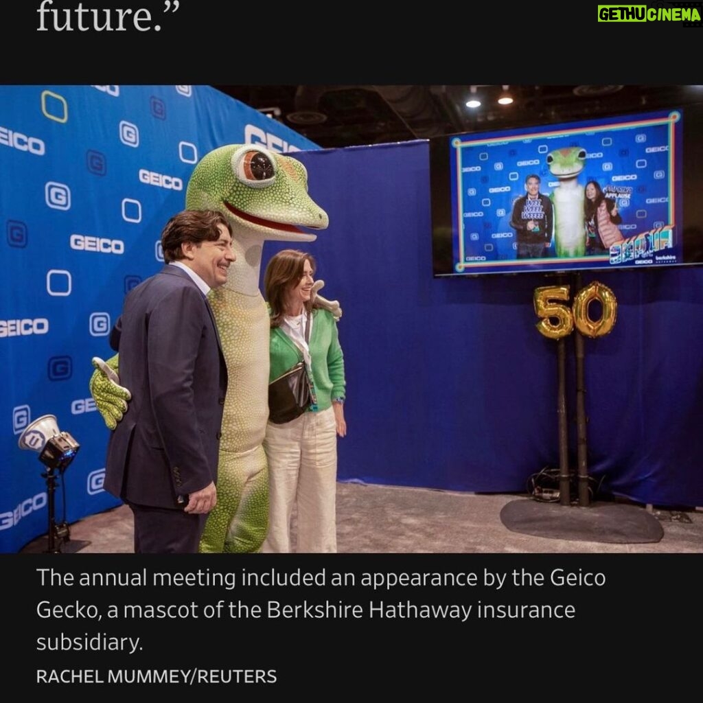 Jeremy Padawer Instagram - My wife and I were in the Wall Street Journal. Completely on accident!! We took a picture with Geiko’s Gecko. LOL! I said to Bren, ”Hey!! There’s the Geiko Gecko! Let’s take a picture with it!” The rest is history. @dr.brenboston