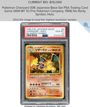 Jeremy Padawer Instagram - A few auctions I’m watching very closely closing in a few hours… with predictions.

1) 1996 Pokémon TCG No Rarity Symbol PSA 10 Charizard.  It’s an absolute grail.  The pop report is 8.  I’ve heard it’s slightly less.  Ultimately this sells for a multiple of the 1999 1st edition PSA 10 Charizard.  We might be a generation from that.  In my opinion, it’s that big of a card.  It’s not as underrated as the 1996 PSA 10 Carddass historically, but it’s vastly underrated.  And it’s tempting.  It’s 1 of a very few cards I’m missing pre-2000 PSA 10 Charizard and Pikachu.  Current bid is $126,000 with BP.  My estimation is $300-$350k w BP.  Anything below $250k is remarkable in my opinion with serious long term upside.  And today may show just how big this card is already. (FINAL / REALIZED AUCTION PRICE - $300,000… within my $300-$350k estimate.) 

2) 1999 1st edition Charizard PSA 10.  It’s the most famous Pokémon card - the grail people know.  The PSA 10 pop report has barely moved in years.  In the past few years this card has settled into the $210-230k range.  They rarely come up for auction.  2-3x per year.  Current bid $120k with BP.  My estimation is $210-$230k w BP. (FINAL / REALIZED AUCTION PRICE - $218,750… within my $210-$230k estimate.) 

3) - 4) 1999 1st edition Blastoise and Venosaur PSA 10. Low ppp.  Current bid $13,500 w BP for Blastoise.  Selling $23,000 - $25,000 most recently.  Estimation $25,000 due to rarity.  Venosaur Estimation $12,500-$15,000. (FINAL / REALIZED AUCTION PRICE - $21,250 and $11,875… about 15% and 5% below my final bid expectation.) 

5) The Pikachu Illustrator PSA 9 closes in 4 days and it’s the grail of grails… it’s the Honus of Pokémon.  While the 1st edition Charizard 1999 is the 1952 Mantle.

The first 4 auctions close on @heritagetcg @heritageauctions in about 2 hours.  The illustrator on @goldinco in 4 days.