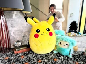 Jeremy Padawer Instagram - Always nice to return home only to see my favorite Squishmallows.  On the right is Joelle, the Bigfoot Squishmallows named after my younger daughter.  To the left is Pikachu - the greatest entertainment brand of all time and the company that so greatly impacted my career. ❤️. @squishmallows are awesome.  What a great team!! @jazwares