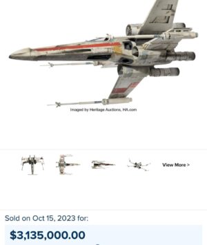 Jeremy Padawer Instagram - Wow.  I’m blown away.  Over $3 million for a movie original of the original 1977 Star Wars X-Wing. #starwars @heritageauctions