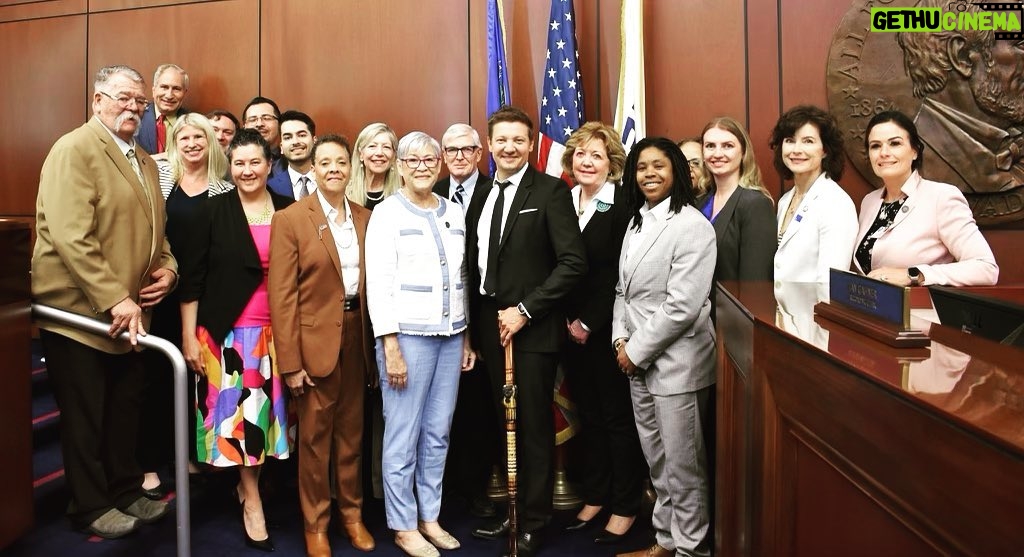 Jeremy Renner Instagram - This is me staying quiet, listening, observing local government that represent all of Nevada. What a pleasure and honor to witness and be welcomed into policy, bills, and legislation to hopefully better represent this beautiful state and it’s hard working citizens…. 🙏🏼 #thankyou