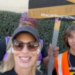 Jeri Ryan Instagram - Ok, I am admittedly a crappy camera person, but the sentiment is there! Come join us out on the picket lines for Day 99 of the @sagaftra strike. Let’s stand strong with our NegCom and get these studio execs BACK TO THE DAMN TABLE. ✊🏼
